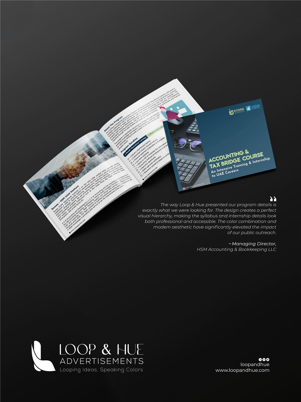 Open brochure design for an accounting course