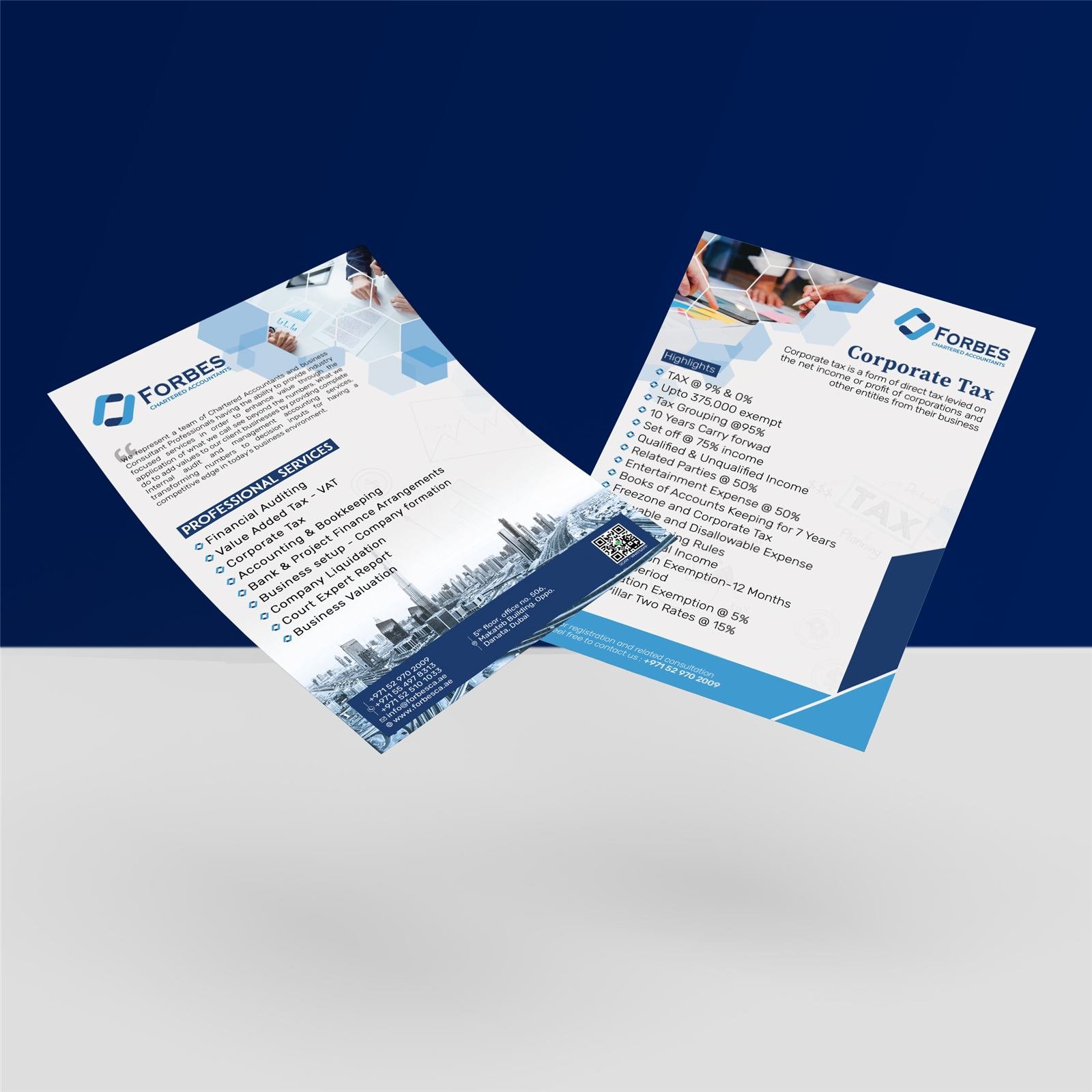 Corporate tax flyer printed for Forbes
