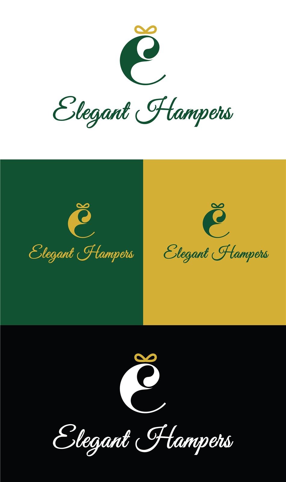 Elegant Hampers logo in four colour variations